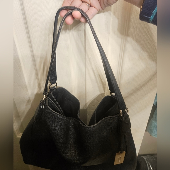 Coach edie black leather handbag shoulderbag purse - Picture 5 of 16